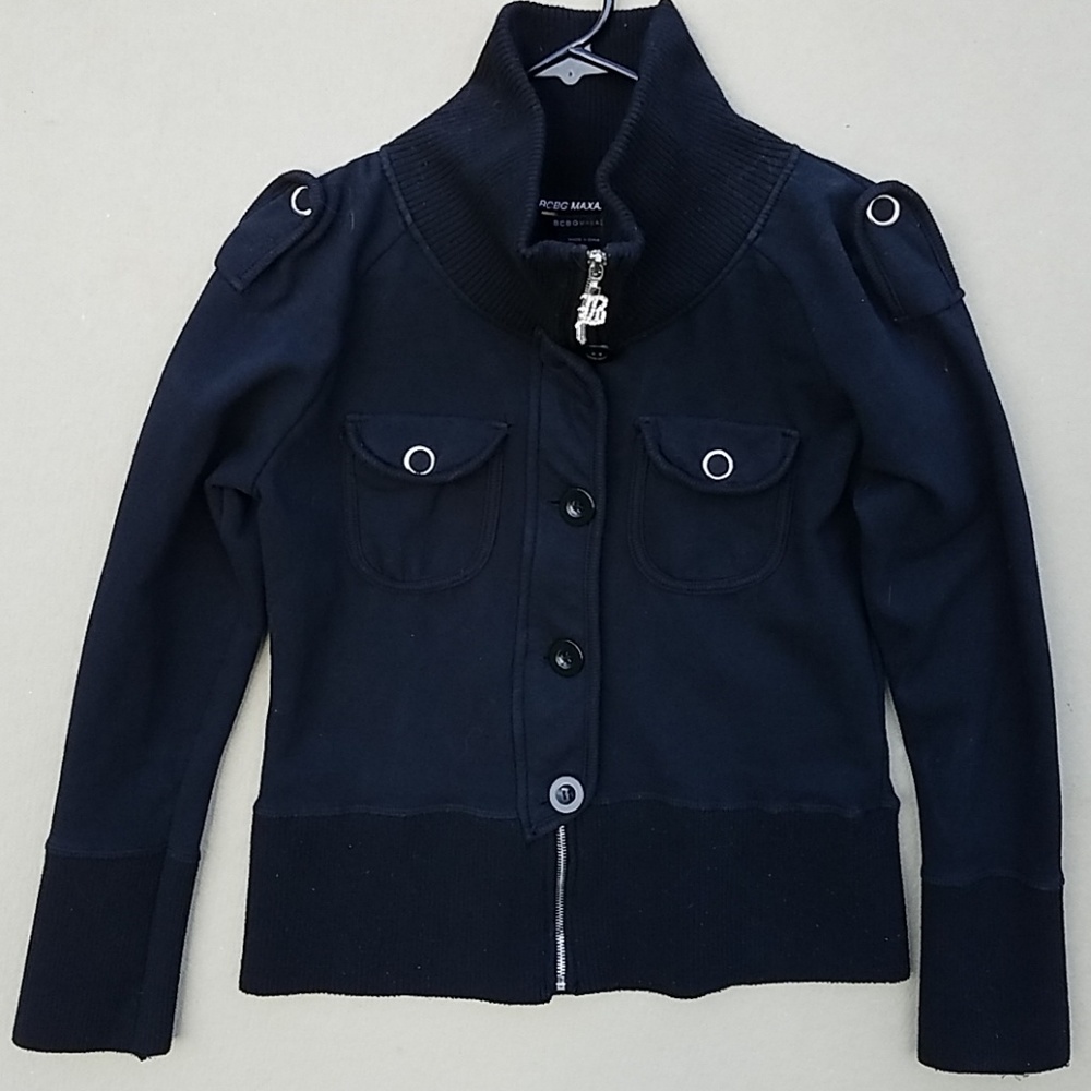 BCBGMaxAzria Black Zip-up Bomber Jacket Sz. L